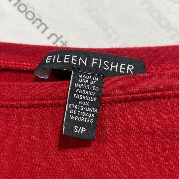 Eileen Fisher Round Neck Viscose Jersey Long Sleeve Tee Tunic Top Red Small - Picture 10 of 11
